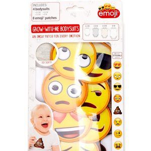 4-Pack Baby Unisex Emoji Grow-With-Me Bodysuits